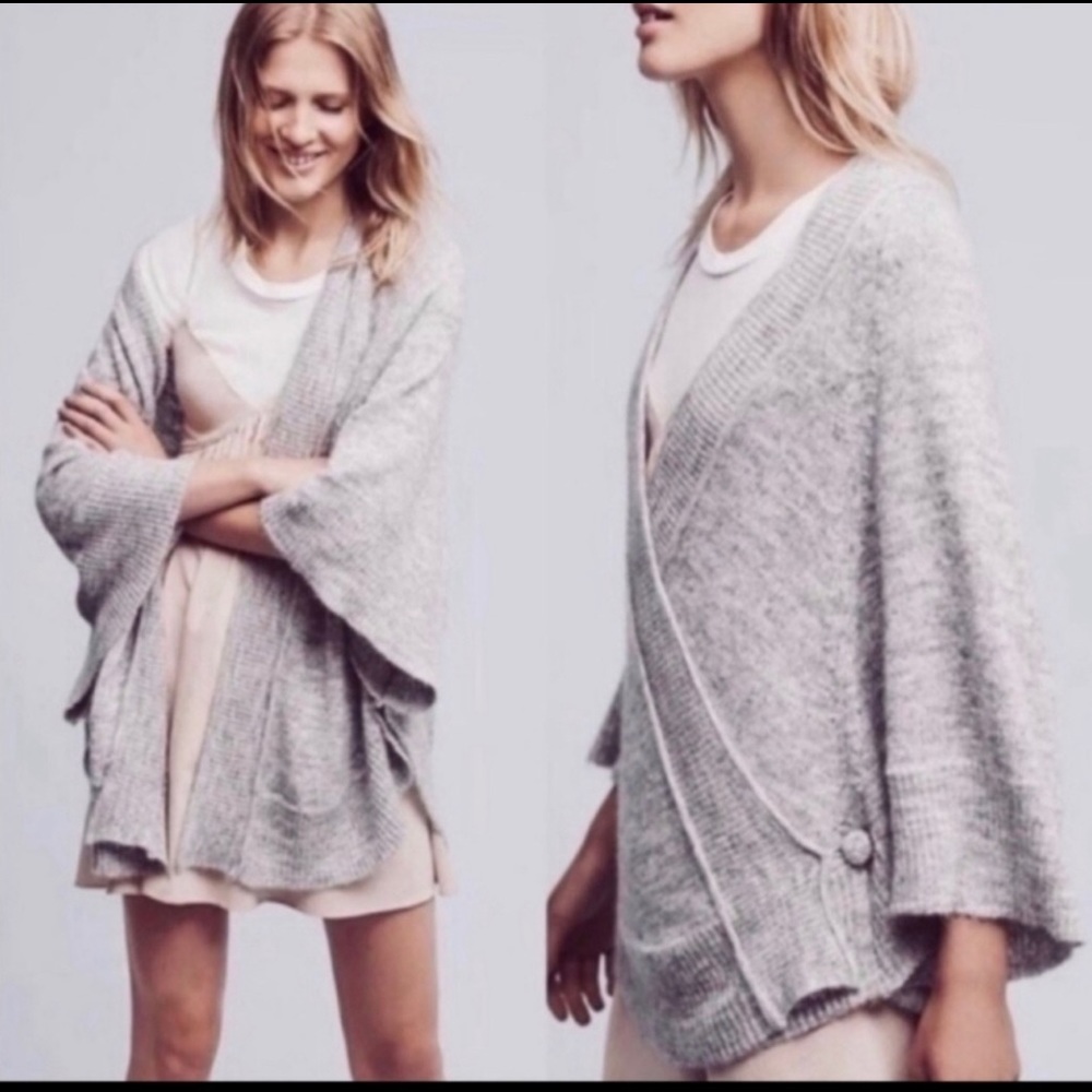Anthropologie Knitted & Knotted Wool Alpaca Blend Sweater Wrap Cardigan Size S